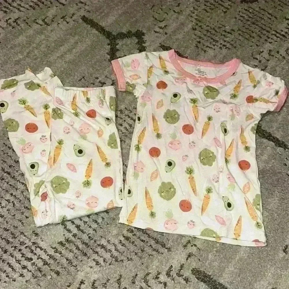 Milkberry bamboo‎ toddler boy pajama set Veggies NWOT size 4T super soft